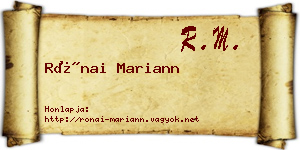Rónai Mariann névjegykártya